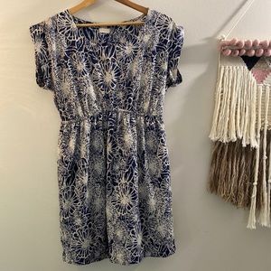 Cut-out blue floral dress